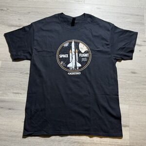 Space Flight Rocket Graphic T Shirt Gildan Heavy Cotton Black XL